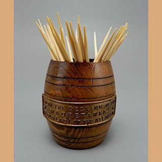 A Teak Toothpick Barrel Made From The Decking Of The Mauretania 1930 
