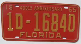 1965 Florida Car License Plate Dade Co.