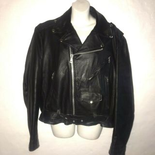 Vintage 1970’s Excelled 100 Black Leather Biker Motorcycle Men’s Jacket 44