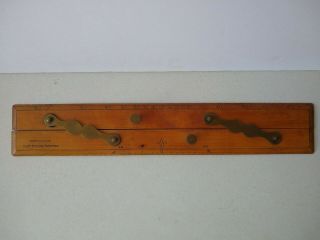 Antique Wood Brass Parallel Ruler Nautical Navigation Tool,  Ship Captain Field ' s 2