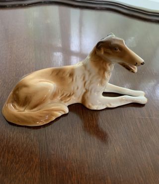 Russian Wolfhound Royal Dux Bohemia Hand Paint Chech Republic Porcelain Figurine