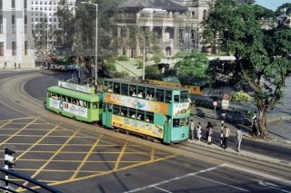 35mm Slide Hong Kong Double Decker Tram Strassenbahn 79 1981
