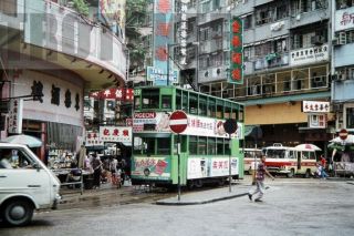 35mm Slide Hong Kong Double Decker Tram Strassenbahn 139 1981