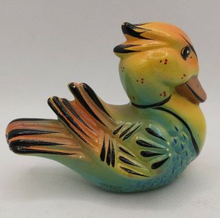 Clay/ceramic Duck Figurine Mexico,  Artist Signed 4.  5 " X3.  5 " Decor