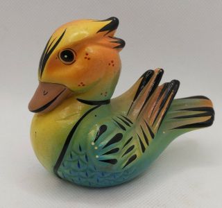 Clay/Ceramic DUCK Figurine Mexico,  artist Signed 4.  5 