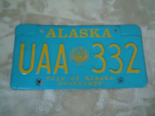 Alaska University Of Anchorage License Plate Uaa 332
