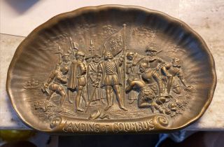 1893 Columbian Exposition Chicago Bronze " Landing Of Columbus Tray/dish -