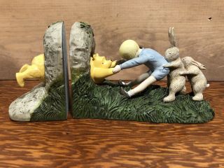 Vtg Classic Winnie The Pooh Bookends Stuck In Hole Christopher Robin By Michel