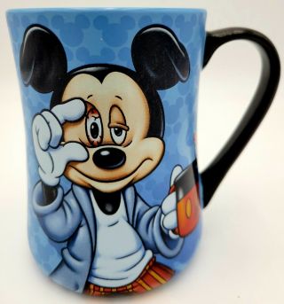 Disney Parks Authentic Mickey Mouse Blue Coffee Mug " Some Mornings Are Rough "