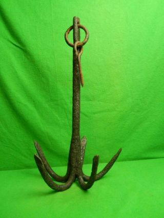 Vintage Antique Iron Maritime Nautical 5 Point Steel Grappling Hook Boat Anchor