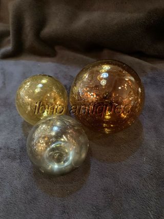 Authentic Japanese Glass Fishing Floats X3.  Marked.  Bubbles.  L@@k