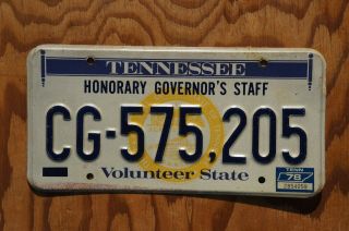 1978 Tennessee HONORARY GOVERNOR ' S STAFF License Plate 2