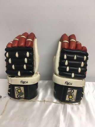 Vintage Rally Horsehide Bobby Orr Armor Plate Protector Hockey Gloves Rare