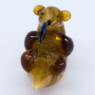 Miniature Hand Blown Art Glass Sea Otter On Back With Clam Figurine 2