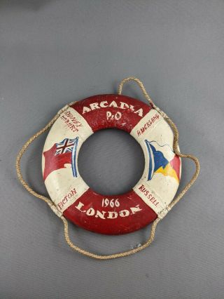 Vintage 1966 P&o Arcadia Cruise Ship Souvenir Miniature Life Buoy Ring London