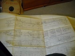 60 " X 30 " Blueprint Type Plan 1942 Tanker Ship Sun Shipbuilding And Dry Dock Co.