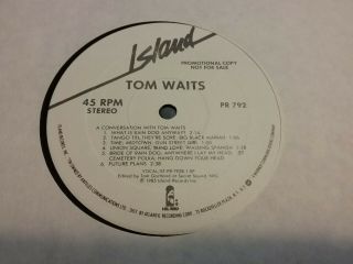 Tom Waits 1985 Rain Dogs Promo Only Island Pr 792 12 " Nmint Rare Htf Vtg