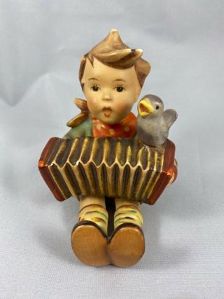 Goebel Hummel Figurine Vintage Tmk - 2 Boy With Accordian & Bird " Let 