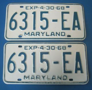 1968 Maryland Truck License Plates Matched Pair