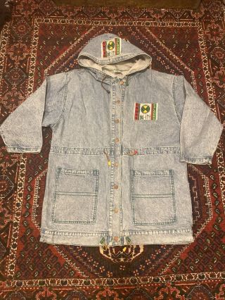 Vintage 90s Cross Colours Oversized Denim Chore Jacket Made In Usa Sz 2 Ml