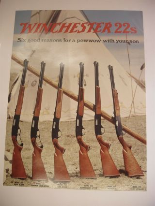 Vintage Winchester 22s Six Reasons Powwow Son Paper Poster Advertising Sign