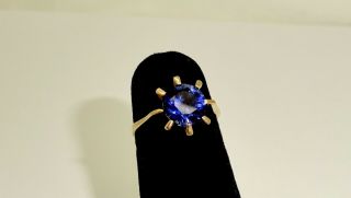 Vintage Effy Bh 14k Gold 1 3/4 Ct.  Blue Sapphire Starburst Pinky Ring,  3 /12