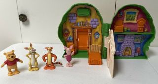 Vintage 90s Disney Winnie The Pooh Mr.  Sanders Tree House With 4 Figures