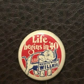 1940 Wendell Willkie For President Campaign Button