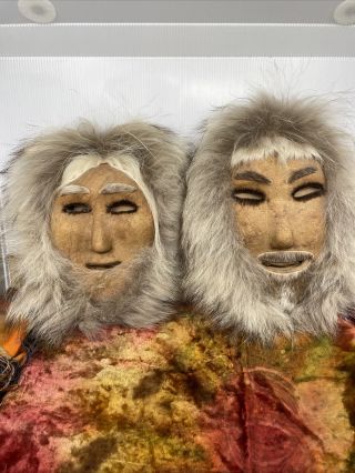 Two Vintage Alaskan Eskimo Masks / Simon Paneak / Anaktuvuk Pass / Caribou Skin