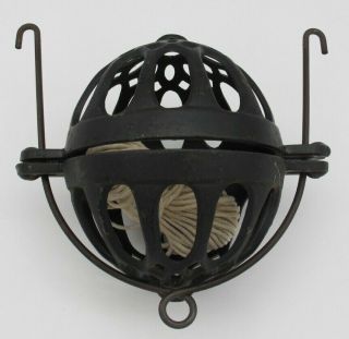 Antique Cast Iron Hanging String Twine Yarn Holder Dispenser Sphere
