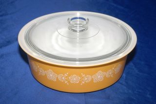 Vintage Pyrex 664 Butterfly Gold 4 Qt Big Bertha With Lid Awesome