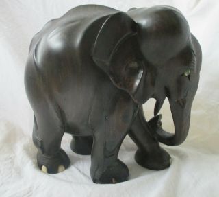 Elephant Wooden Carved 9 " X 9 " Ebony? Heavy Ornament Paperweight Doorstop
