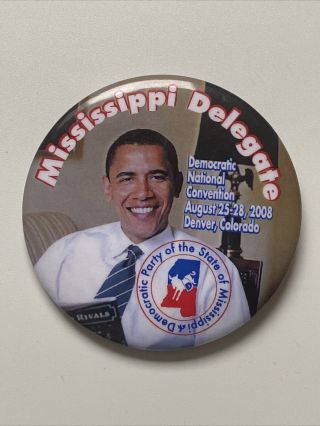 2008 Democratic National Convention Barack Obama Mississippi Delegate 3 " Button