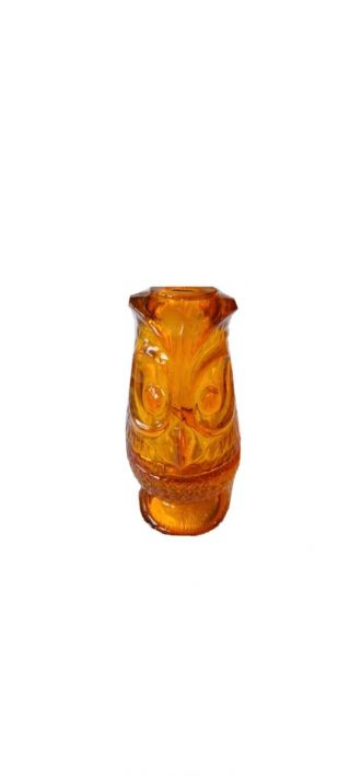 Vintage Viking Glass Persimmon Owl Fairy Courting Candle Orange Lamp Tea Light 1