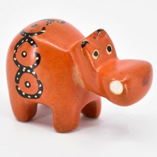 Smolart Hand Carved Soapstone Orange Hippopotamus Hippo Miniature Figurine Kenya