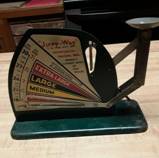 Vintage Old Antique Green Jiffy Way Egg Weighing Scale Farm Kitchen Primitive