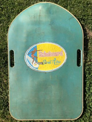 Rare Vtg 1960s Bon Aire Skimboard Surf Long Beach California Wave Skim Board Old