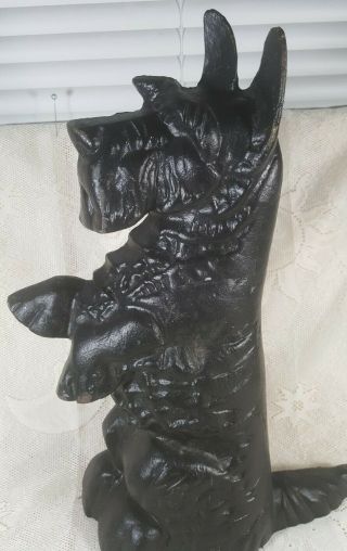 Vintage 13.  5 " Tall Cast Iron Scottie Dog Door Stop Scottish Terrier Statue