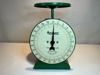 Antique Green Autowate Kitchen Scale Chicago Usa 25 Pounds -