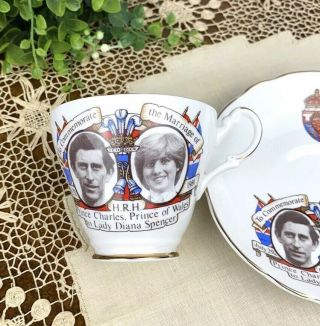 Argyle Fine Bone China Lady Diana & Prince Charles 1981 Wedding Cup & Saucer