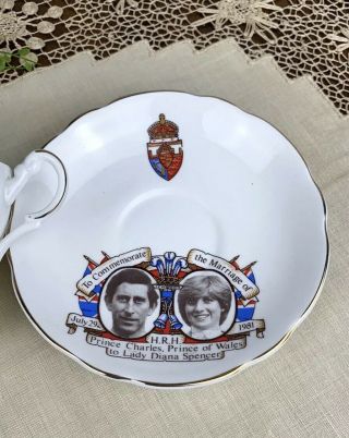 ARGYLE Fine Bone China Lady Diana & Prince Charles 1981 Wedding cup & saucer 2