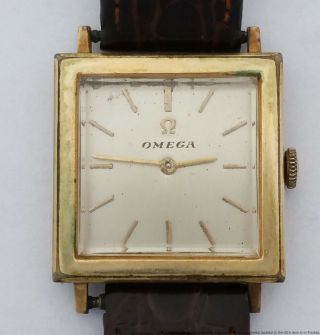 Vintage Omega Cal 14k Gold Filled Square Mechanical Mens Watch To Fix