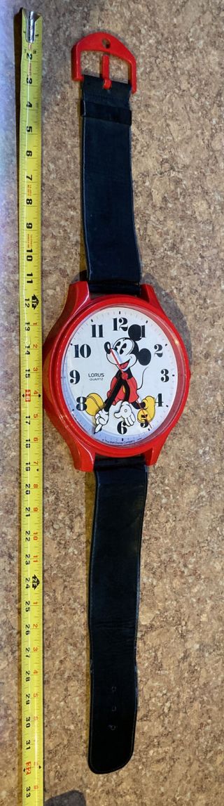 Vintage 33 " Walt Disney Productions Mickey Mouse Watch Wall Clock Lorus Quartz