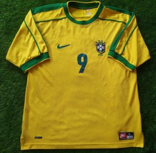 Brazil 1998/2000 L Size Home Ronaldo 9 Football Shirt Jersey Nike Wc 98 Vintage