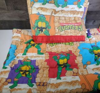 Vtg 1988 Teenage Mutant Ninja Turtles Tmnt Comforter And Blanket Set Twin / Full