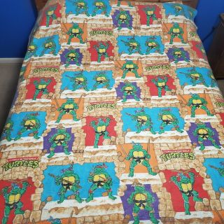 Vtg 1988 Teenage Mutant Ninja Turtles TMNT Comforter and Blanket Set Twin / Full 2