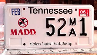 Tennessee - 2006 Mothers Against Drunk Drivers License Plate,
