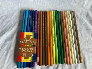 Vintage Eagle Turquoise Prismacolor Chemi - Colored Pencils X 29