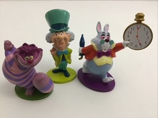 Disney Alice In Wonderland Pvc Figures Cake Toppers 3pc Mad Hatter Cheshire Cat