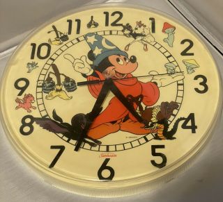 Sunbeam Disney Wall Clock Quartz Sorcerer Mickey Mouse,  Fantasia Characters